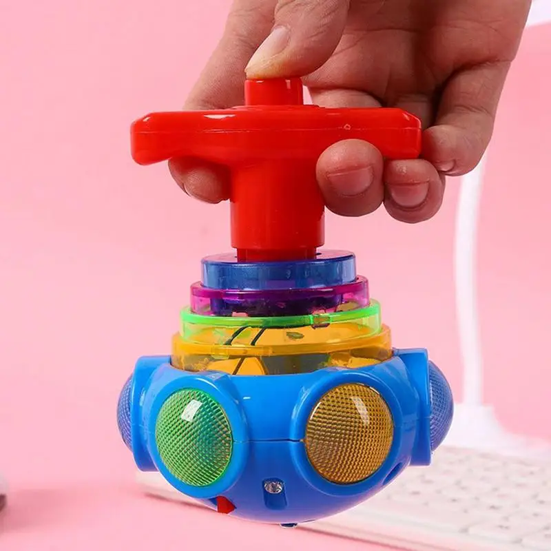

4pcs Gyro Toy UFO Spinner Toy Colorful Flashing Gyro Music Spinning Toy With Launcher For Children Gifts Kids Boys Girls Toys
