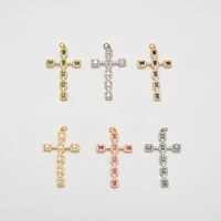 cross charm jewelry accessories diy necklace chain for men women earrings parts handmade paved zircon brass pendant clasp