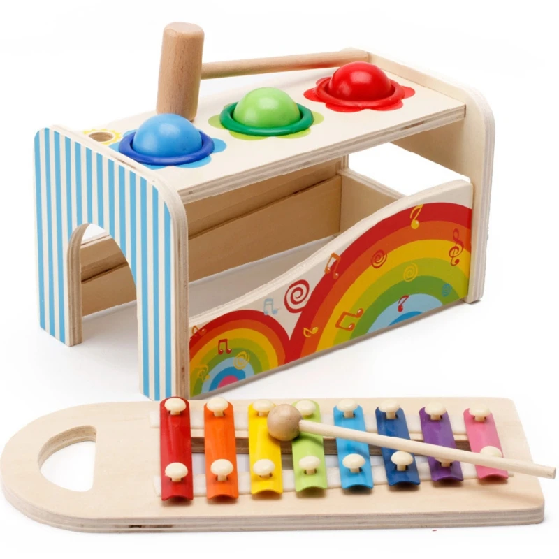 

77HD Baby Wooden Multifunctional Music Knocking Table Xylophone Noise Maker Children Early Educational Toy