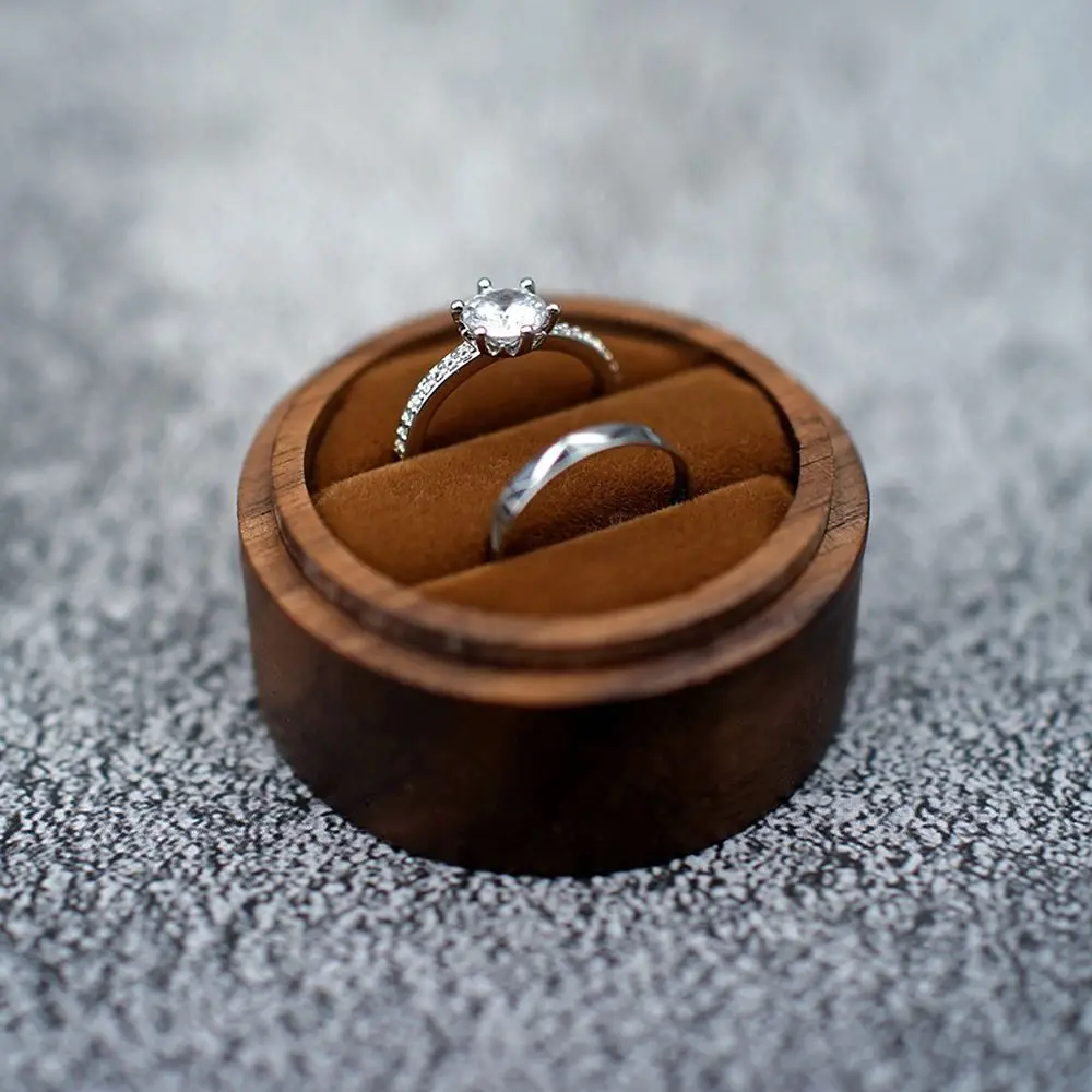 Коробка для ювелирных изделий из дерева с хранением кольца и дисплеем для влюбленных, подарок на помолвку.