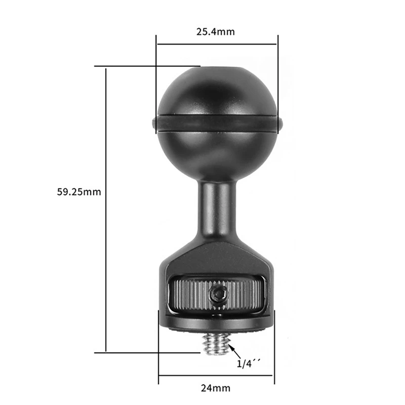 1-дюймовый адаптер с шаровой головкой на винтовое крепление 1/4 вращающийся 360
