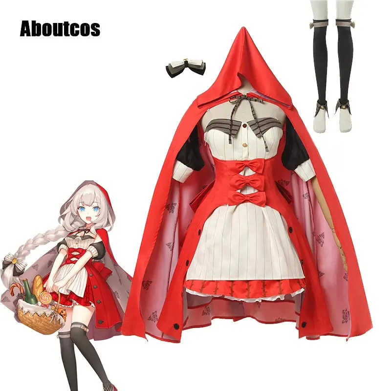 

Aboutcos Anime Fate Grand Order FGO Marie 4th Anniversary Little Red Riding Hood Dress Cosplay Costume Halloween Outfi for Woman