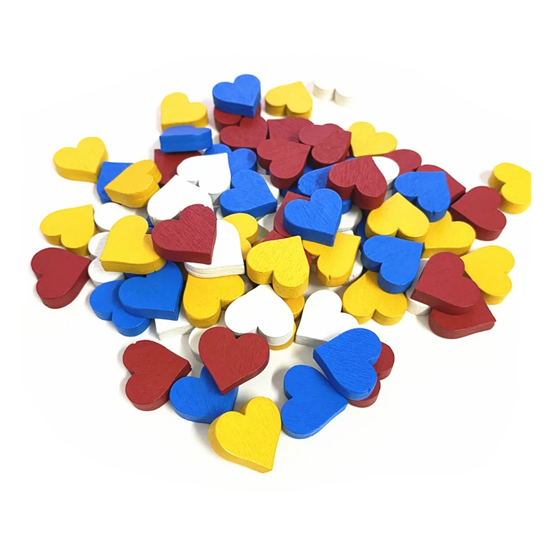 

40Pcs 15mm*5mm Heart Shape Pawn Wood Chessman Game Pieces For Token Board Game Accessories
