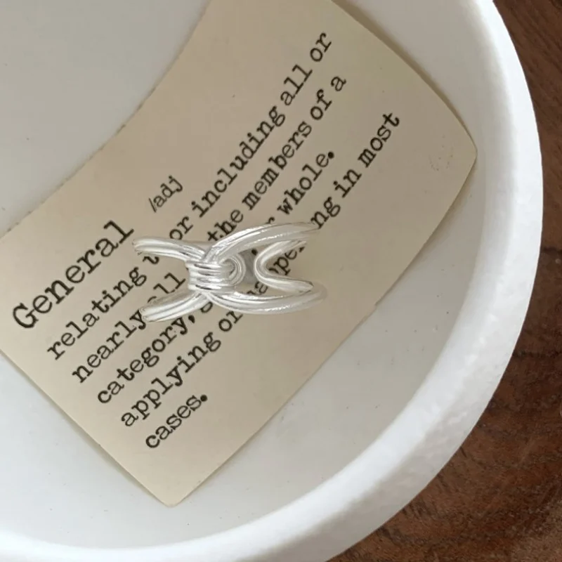 S925Женские двухслойные кольца из стерлингового серебра с полыми кольцами