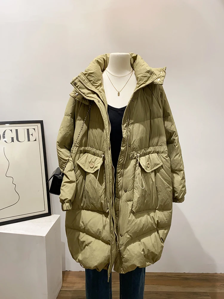 Прогулочное одеяло! Повседневный свободный пуховик средней длины женская зимняя