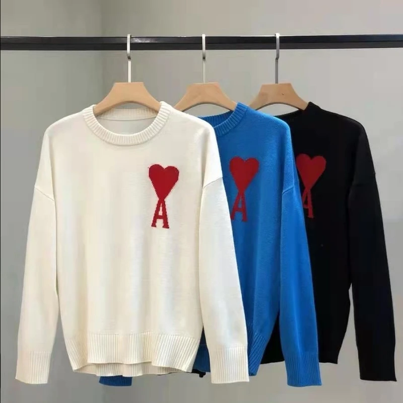 

Trui Mannen En Vrouwen Liefde Ami Trui Pullover202Autumn Winter Koreaanse Losse Kawaii Alle-Match Hoodie Streetwear Geborduurde