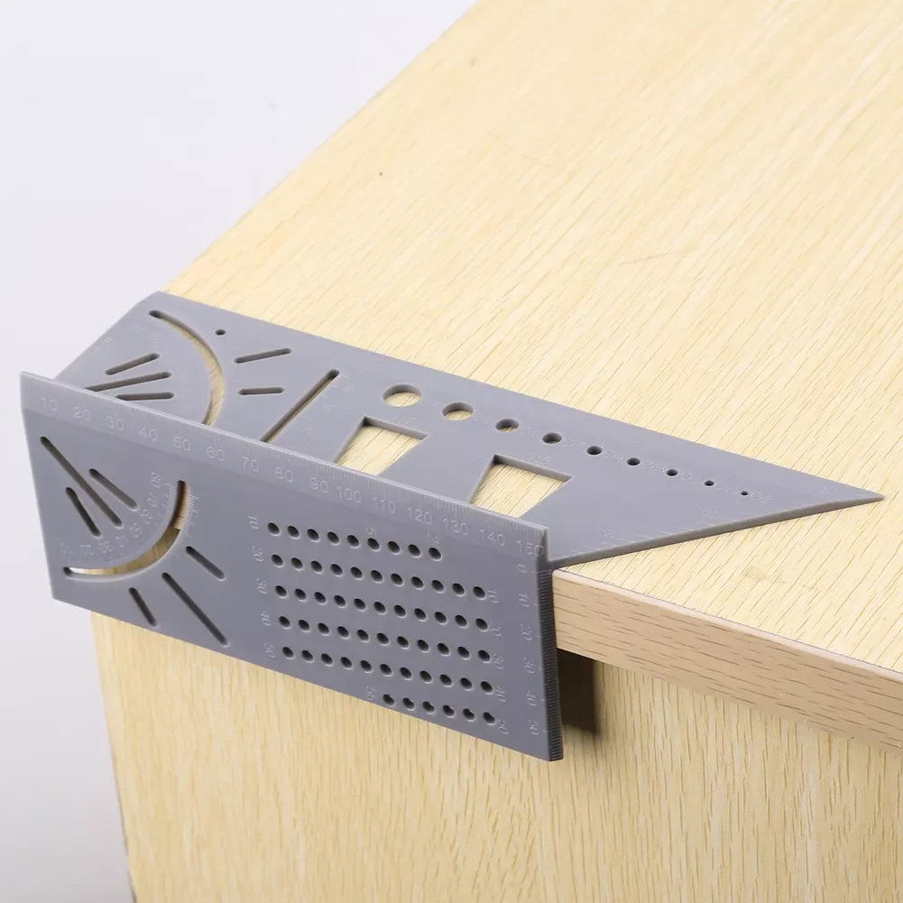 

3D 45+90 Degree Mitre Angle Measuring Square Gauge Woodworking Scribe Mark Line Ruler Carpenter Layout Measuring Tools
