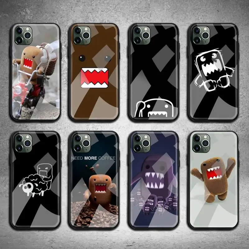 

Simple Domo Kun Phone Case Tempered Glass For iPhone 13 12 11 Pro Mini XR XS MAX 8 X 7 6S 6 Plus SE 2020 cover