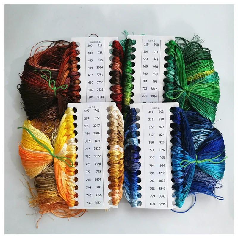 Pаспродажа 26 шт./лот красочная шелковая нить, фиксированный цвет на первом фото, вышивка крестиком того же цвета, что и нить DMC, вышивка, 8 метров в длину, 6...