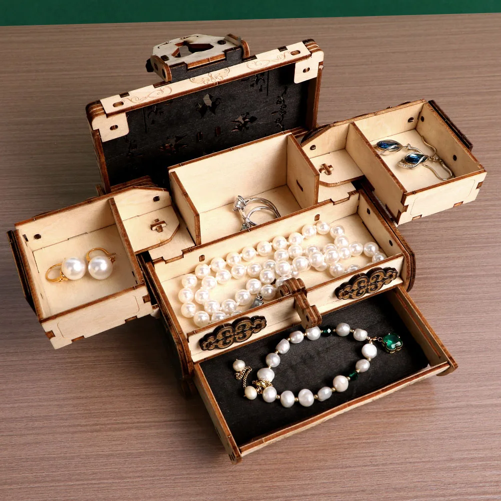 Деревянная винтажная шкатулка для драгоценностей головоломка классический