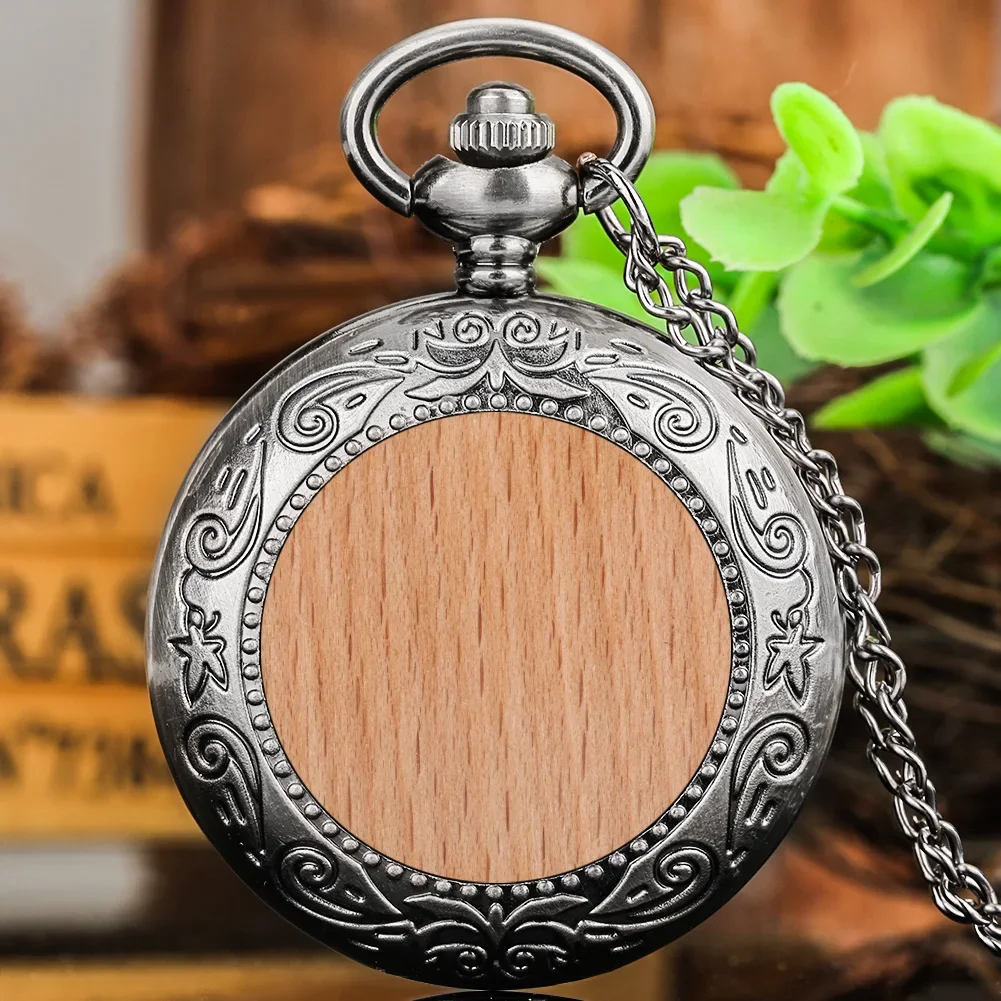 

Vintage Wood Pocket Watch Retro Wooden Quartz Little Cute Fob Watches Necklace Chain Clock Pendant Antique Timepiece Chic Gifts
