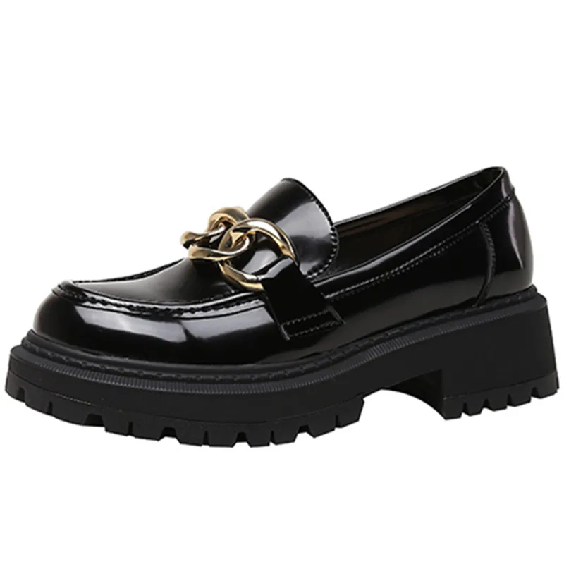 

ENMAYER 2023 ZA Genuine Leather Shoes Women Loafers Chunky Heels Pumps Platform Shoes Fashion Ladies Office Dress Shoes Size39