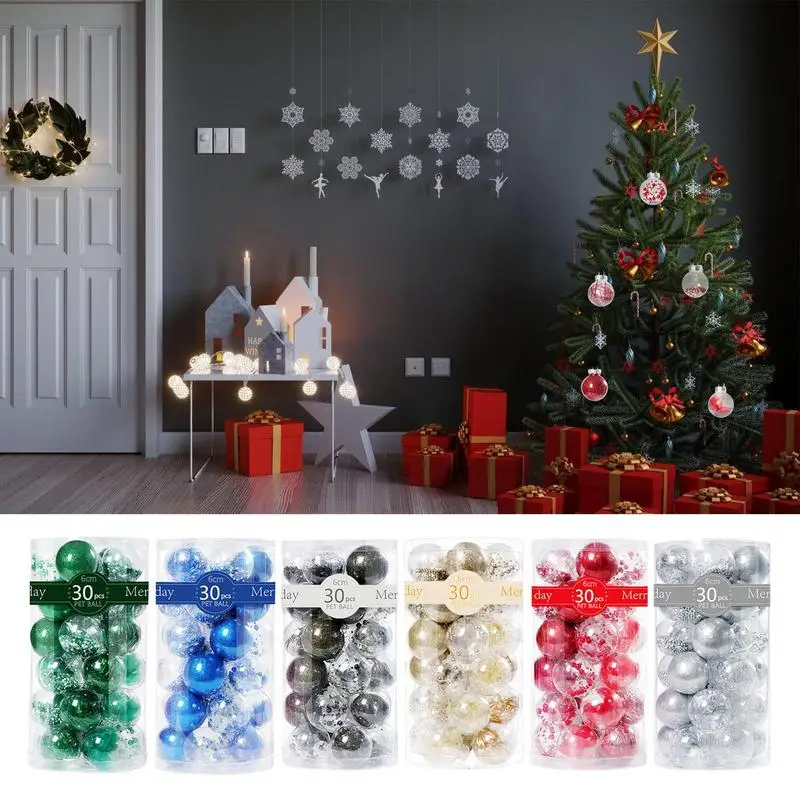 

30 Pcs Christmas Balls Ornaments Set Shatterproof Holiday Christmas Tree Ornaments Assorted Decorative Ball Set Party Supplies