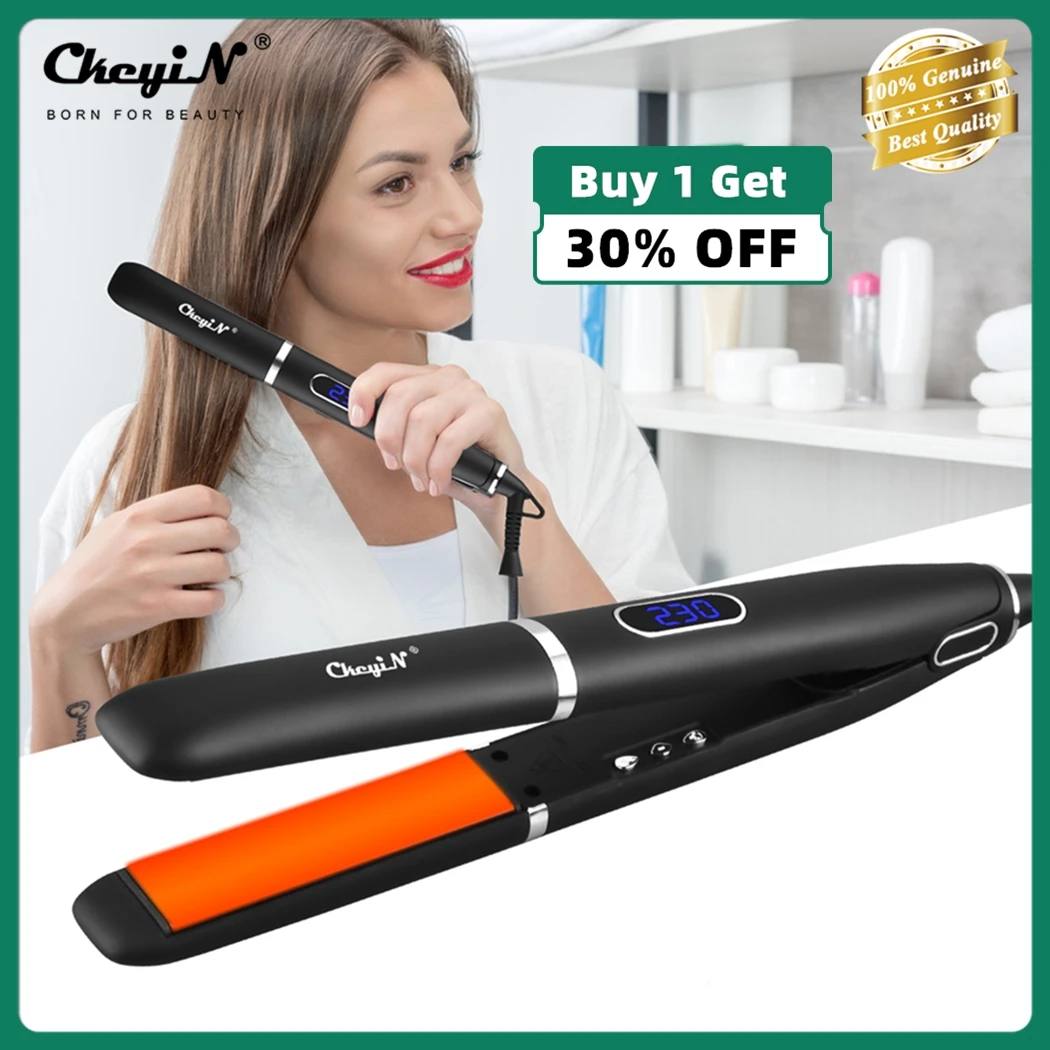 

CkeyiN 2 in 1 Hair Straightener and Hair Curler MCH Fast Heating Hair Flat Iron with Temperature Adjust Settings and LCD Screen