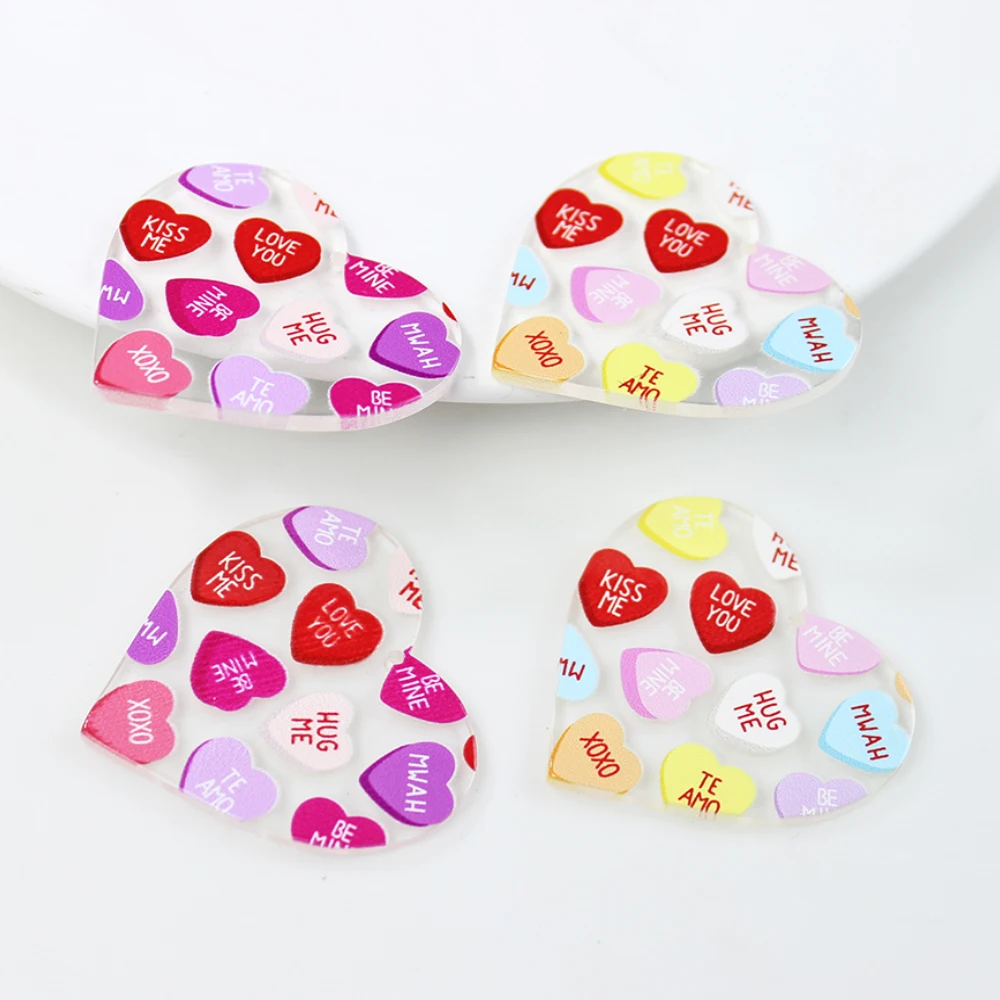 10 шт./подвеска в виде сердца на День святого Валентина акриловый кулон Kiss Me Love You