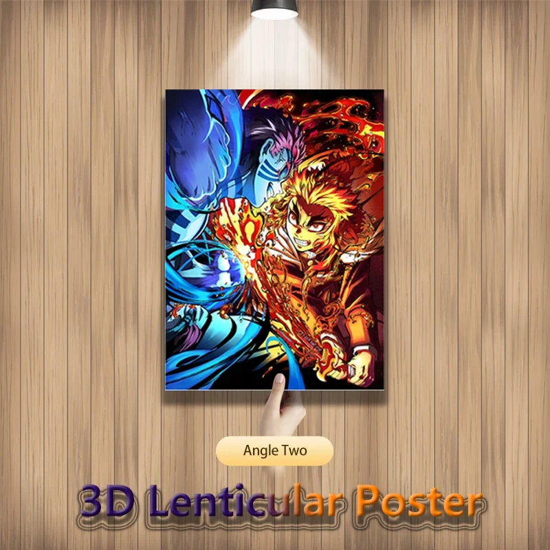 Фото Аниме Demon Slayer Rengoku Akaza 3D Motion линзочный постер для декора комнаты художественный принт (без рамки) №3