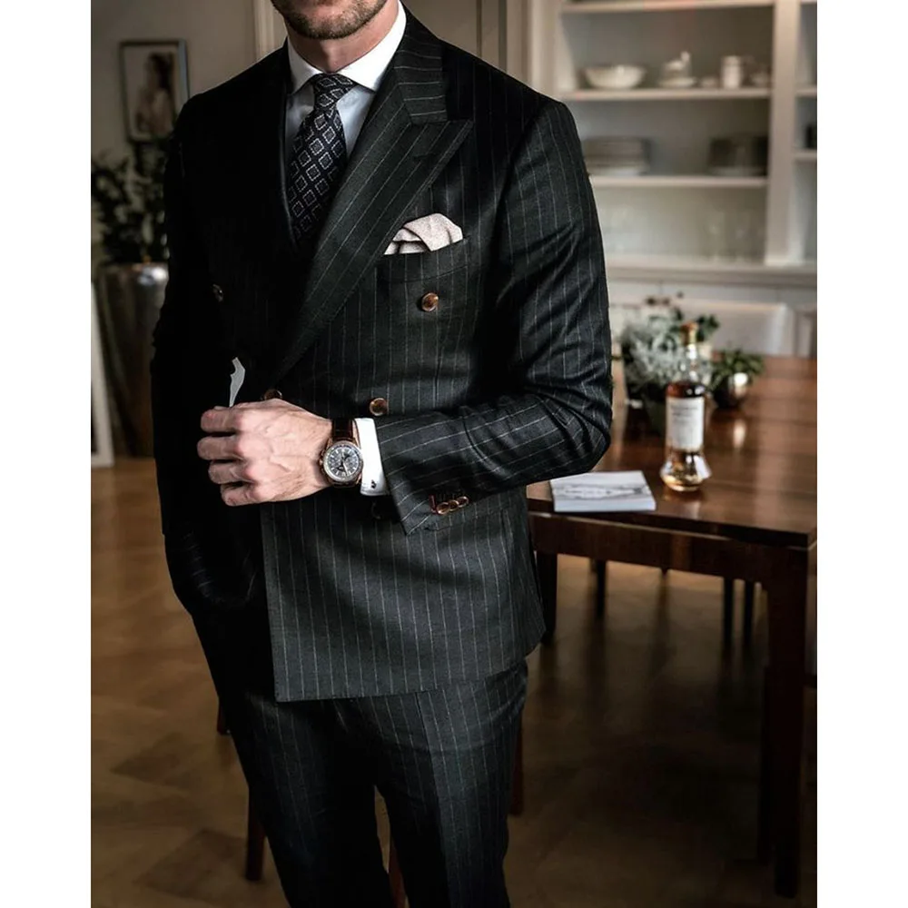 Double Breasted Blazer Latest Coat Pant Designs Slim Fit 2 Piece Tuxedos Custom Made Groom