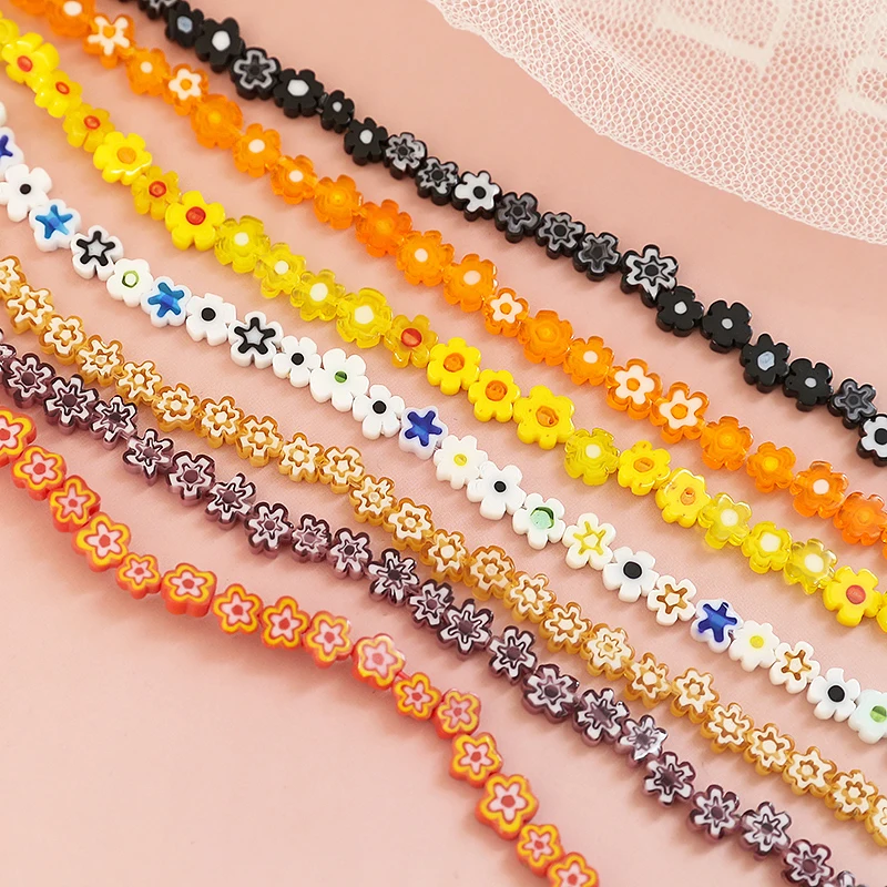 

1 String Mini Cute Glazed Color Small Flower Beaded Diy Handmade Jewelry Hairpin Bracelet Beads Accessories Material Charms
