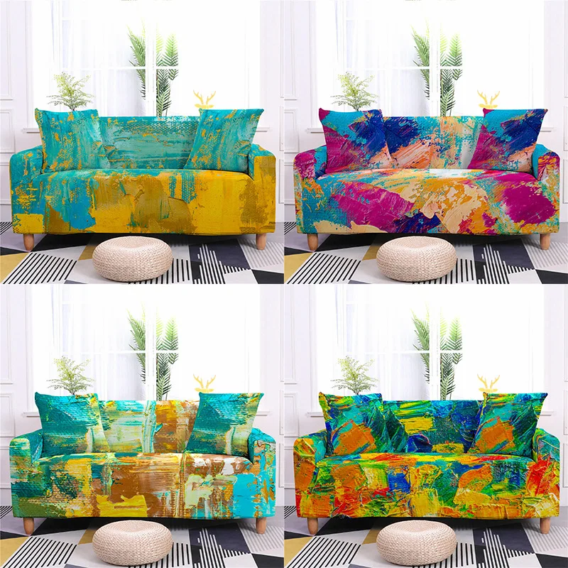 

Abstract Pattern Elastic 3 Seat Cough Cover All Inclusive Furniture Protector for Living Room Anti-fouling Chaise Sofa Cover