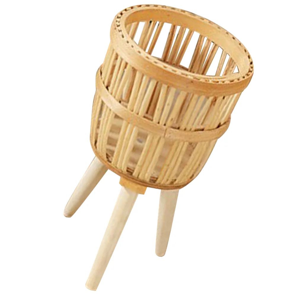 

Decorativas Para Sala Bamboo Flower Basket Pot Shelf Indoor Rack Stand Standing Legs