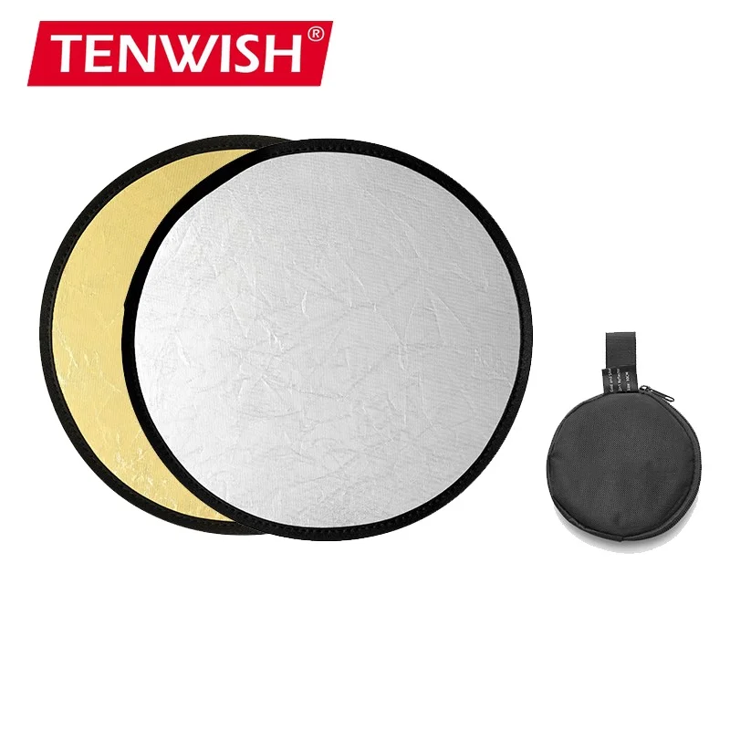 

TENWISH Photography Mini Reflector 30cm 2 in 1 Collapsible Multi-Disc Light Reflector with Bag Gold Silver & White Silve