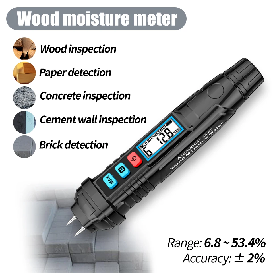 

Digital Tester Aicevoos Humidity Hygrometer Detector Carton Brick Concrete Woodworking Wood Meter Moisture Cement Timber
