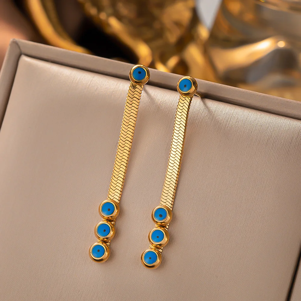 

316l Stainless Steel Devil'S Eye Crystal Drop Earrings For Women Blue Eyes Girls Ear Jewelry Party Wedding Gift Dropshipping