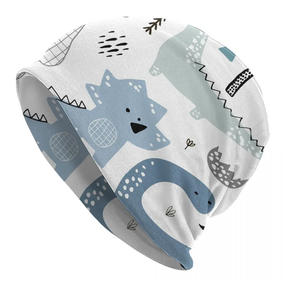 

2023 Warm Hat for Women Hand Drawn Scandinavian Dinosaur Stacking Knitted Bonnet Cap Men Hat Hip Hop Beanies