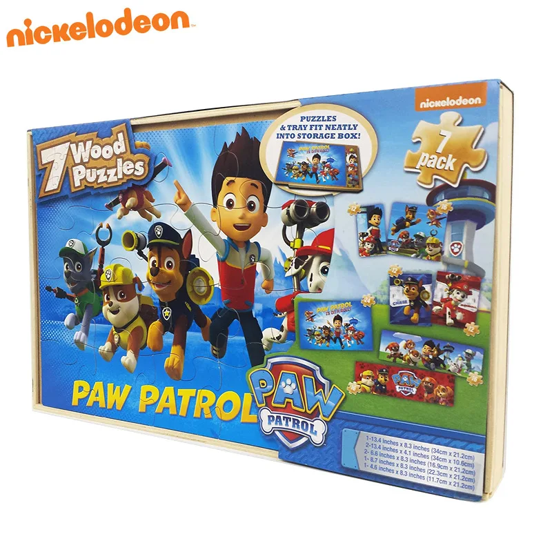 

7 In 1 Paw Patrol Wooden Puzzle Set Cartoon Puppy Dog Big Jigsaw Puzzle Boys and Girls Games Puzzles Toys Kids Birthday Gift