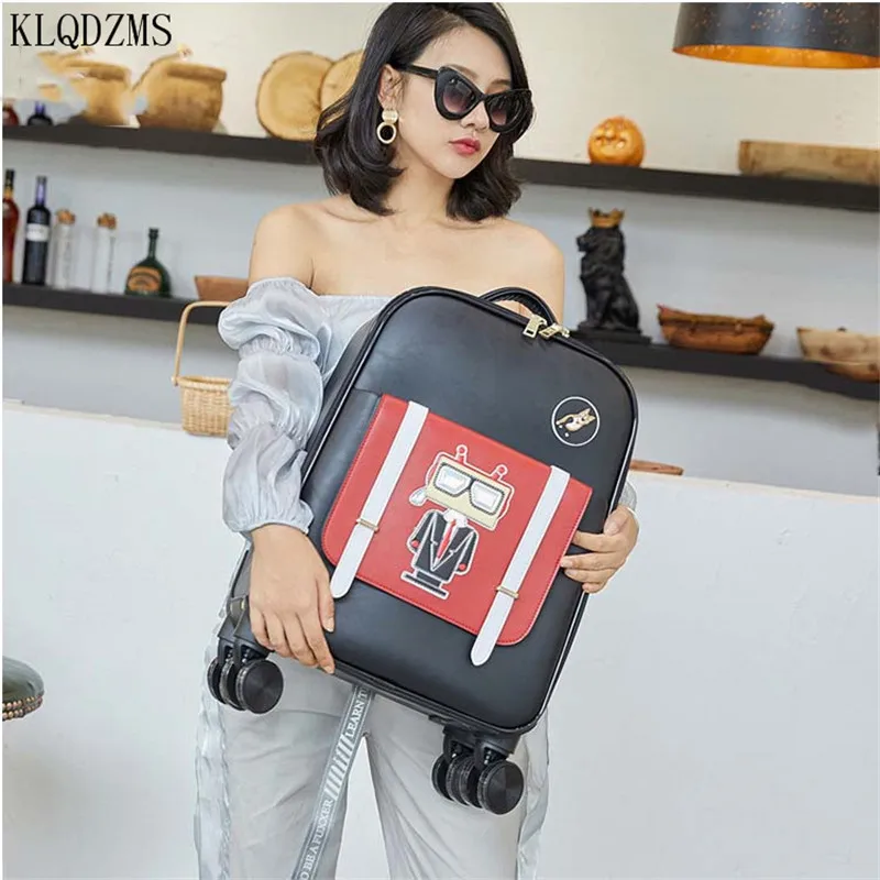 KLQDZMS Good Personality Storage Trolley Case Light Suitcase Female 18 Inch Silent Universal Wheel Luggage Fashion Boarding Case