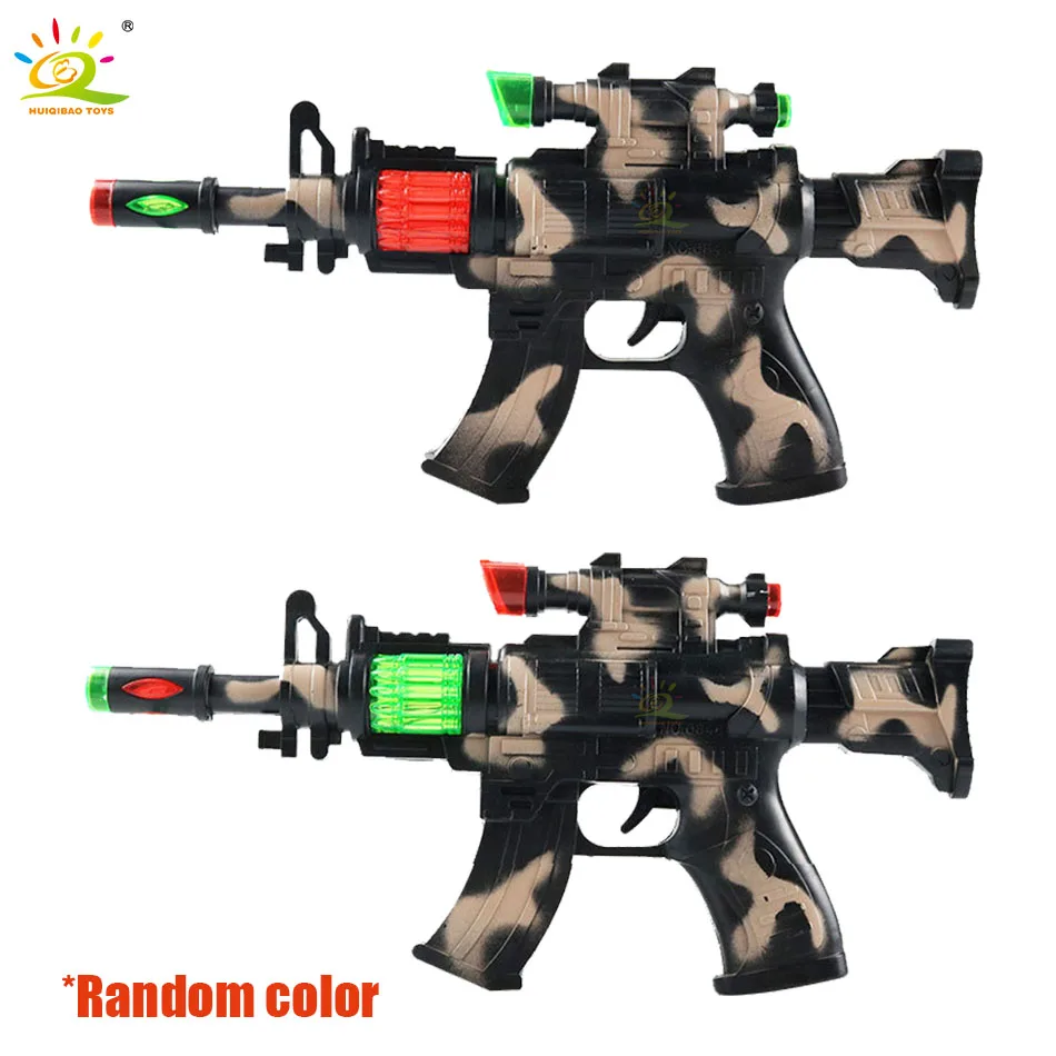 HUIQIBAO Children's Electric Sound and Light Camouflage Gun Boys Music Cosplay Octave Submachine Gun Model Toys For Kids Gift images - 6