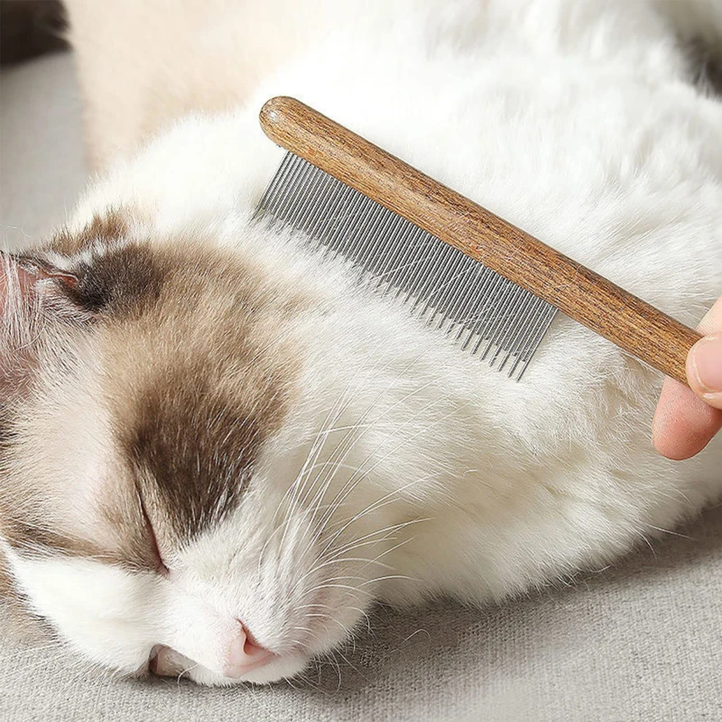 

1pc Dog Comb Long Thick Hair Fur Removal Brush Wooden Handle Pet Comb Dog Cat Combs Hair Rake Comb Pet Grooming Hairbrush