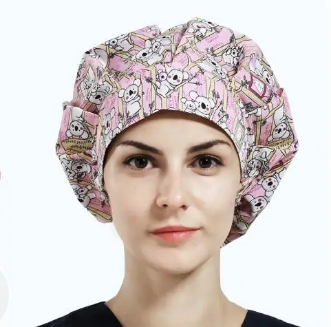 

Surgical Cap Women Long Hair Hat Print Doctor Work Hospital