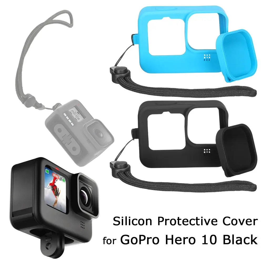 

Full Body Protective Cover With Lens Cover/Lanyard Sports Camera Accessories Silicone Case For Gopro Hero 10 Black
