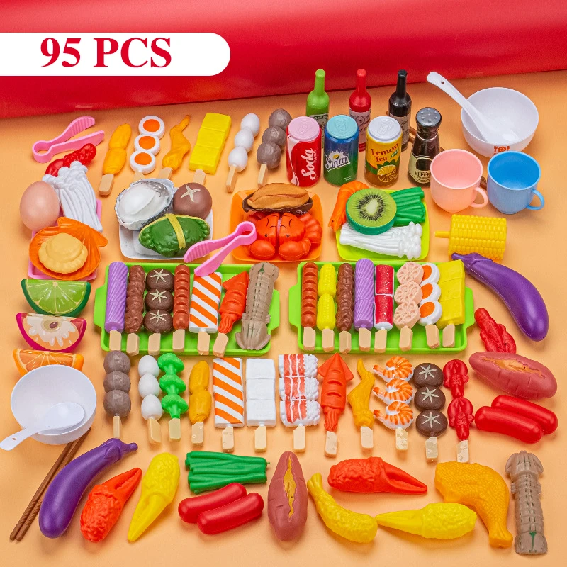 

Kids Pretend Play Kitchen Toys Mini Food Toys Simulation Cookware Cooking BBQ Oven Kit Role Play Game Educational Gift Children