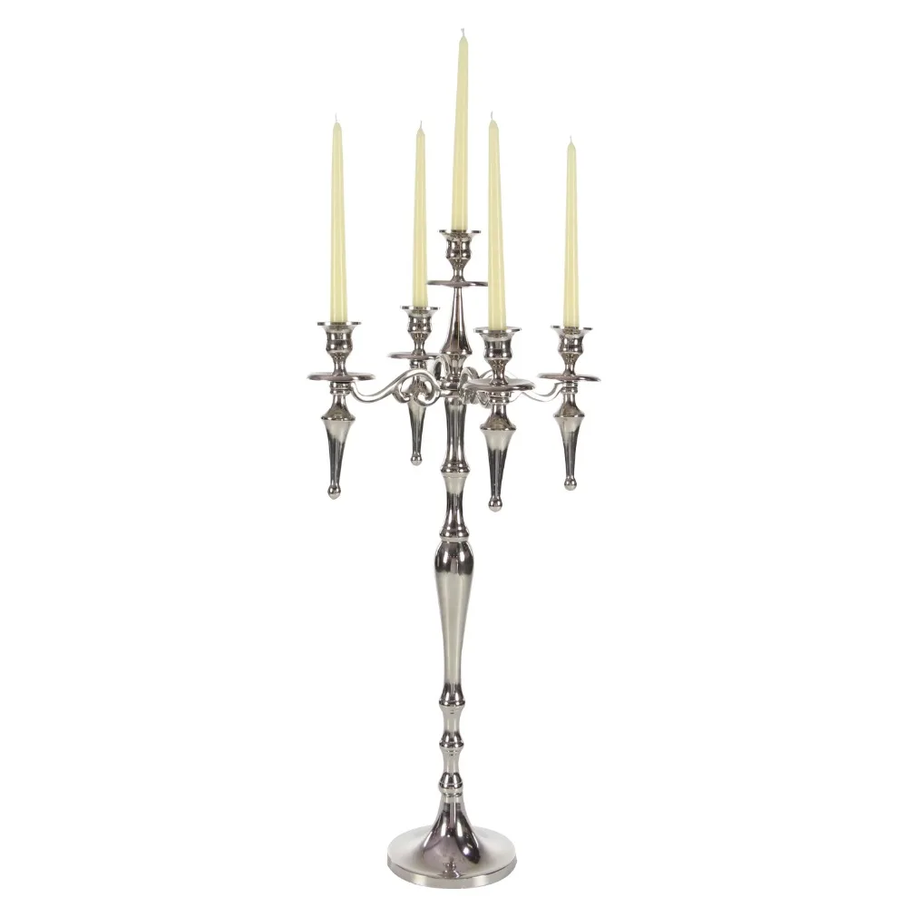 

Traditional Silver Aluminum 5 Branch Candelabra Decoration for Home Decor 16"W X 33"H Candles Candle Holders Candelabro Holder