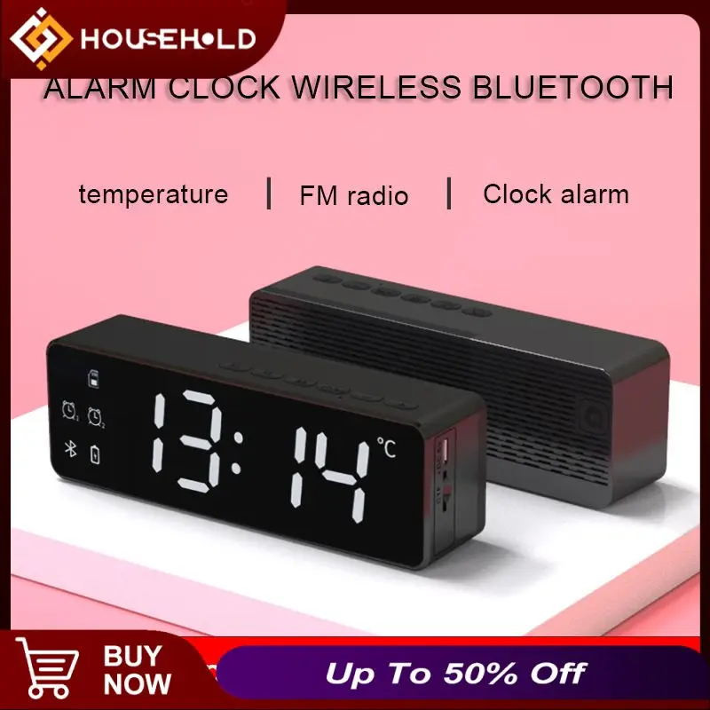 

Brightness Adjustment Desktop Alarm Clock Speaker Tf Card Time Display Portable Clock Speakers Plastic Lcd Digital 10m