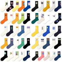 5 pairs couple models cotton sock trend color letters patterns fashion women men high quality comfortable sports skateboard sock