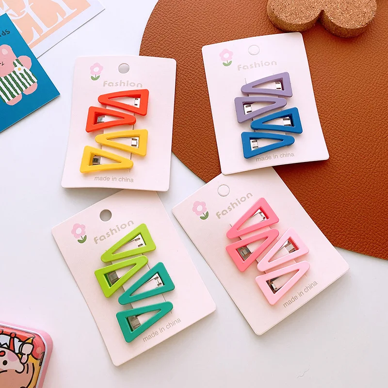 

4pcsFashion Solid Hollow Triangle Small BB Hair Clips Hair Barrette Metal Claw Clip Cute Kids Hairgrip Girls Hair Accessories