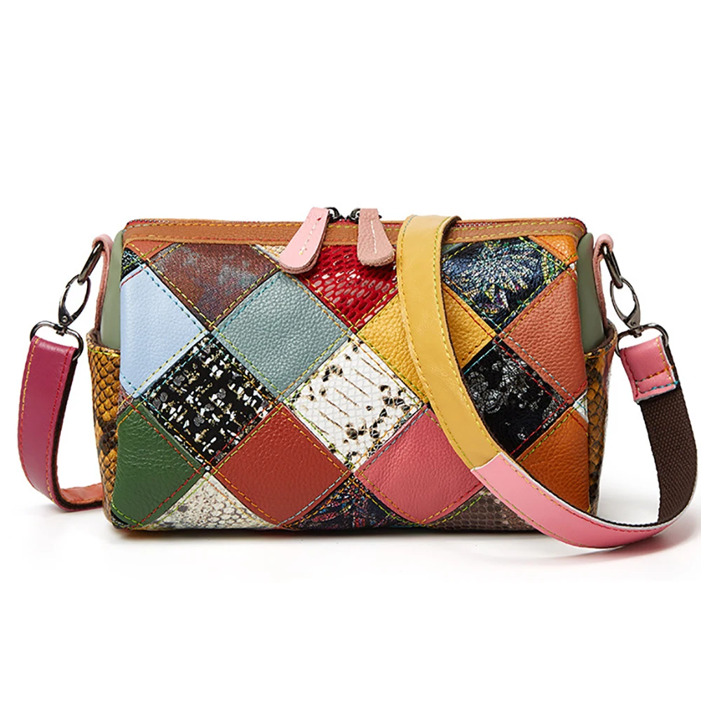 

Women Genuine Leather Crossbody Package For Girls Fashion Shoulder Bags Luxury Designer Female Patchwork Pack Drop Shipping 2022