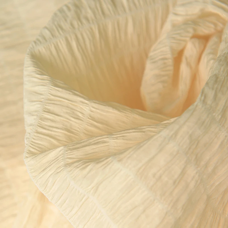 

Светильник абрикосовая плиссированная Полиэстеровая хлопчатобумажная ткань, самодельная летняя верхняя одежда, детская одежда, Кардиган Куртка, ткань «сделай сам»