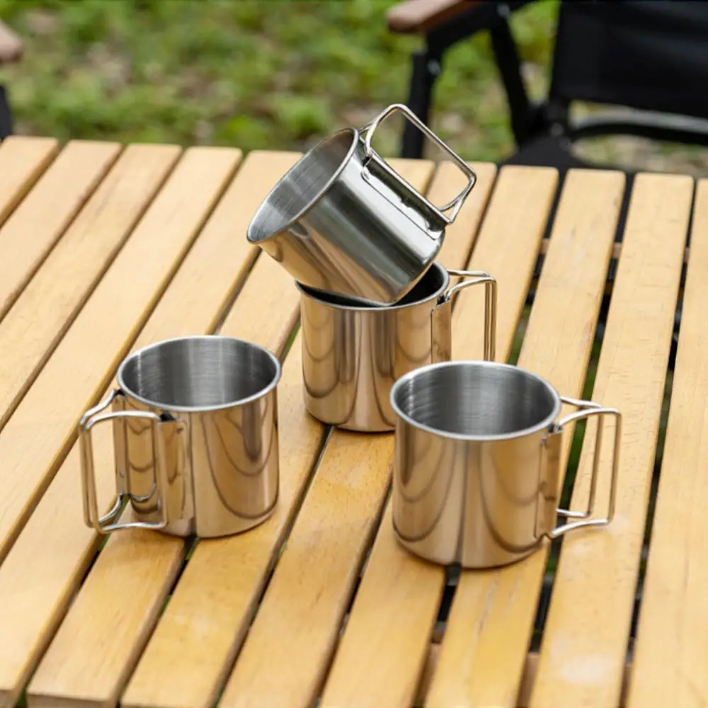 

500ML Camping Cup Tableware Nature Hike Tourism Travel Picnic Portable Mug Cupped 304 Stailess Steel Camp Outdoor Accessories