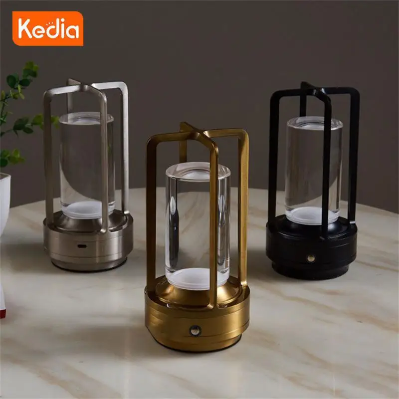 

Dimming Crystal Cross Table Lamp Waterproof Metal Desk Lamps Decoration Lamp Restaurant Bar Lamp Rechargeable