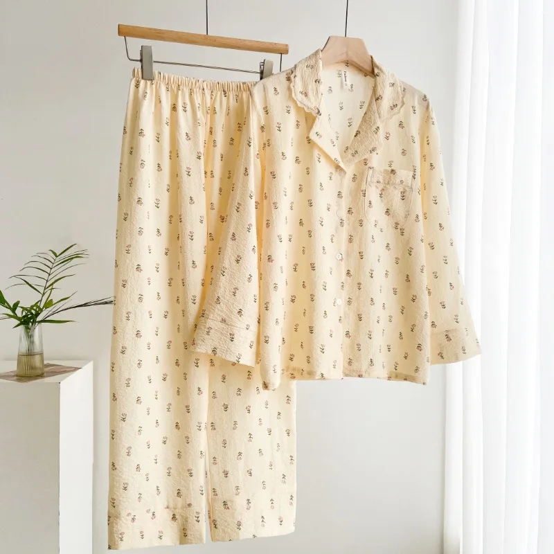 

Pajamas Set Women Lapel Long Sleeve Pijamas Suit With Pockets Nightsuits Lingerie Spring Summer Sleepwear Home Wear Clothes