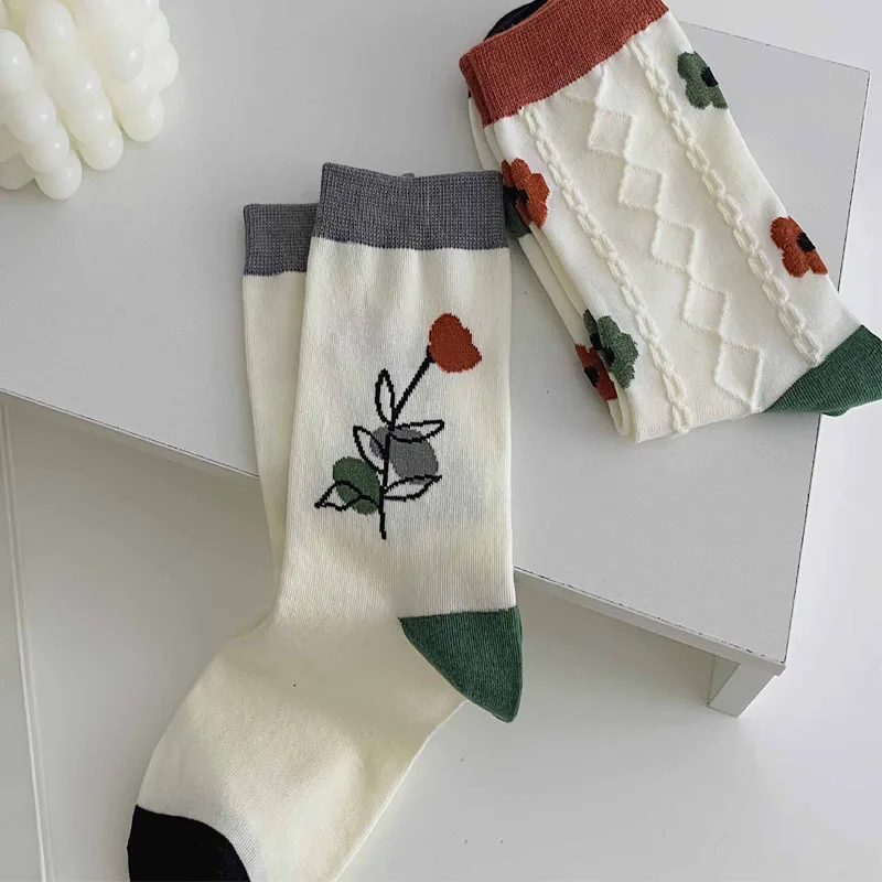 5pairs Lot Novelty Socks Spring Autumn Casual Cotton Korean Style Socks Women Plaid Heart Cotton Short Socks