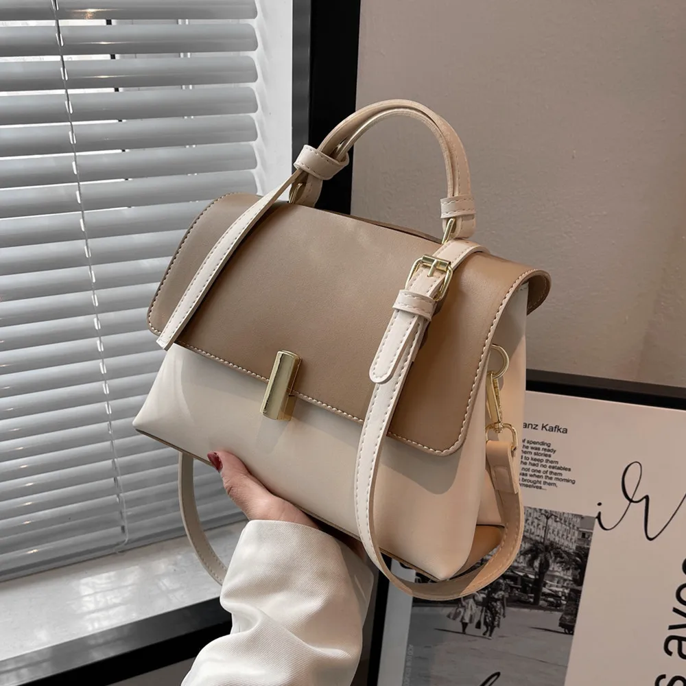 

Burminsa Short Handle Small Tote Handbags For Women 2022 Trends Fashion Two Compartments Design Ladies Shoulder Crossbody Bags