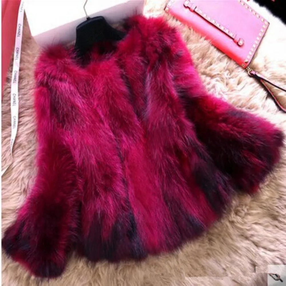 Woman Winter Hot Sale O-neck Fox Full Pelt Cardigan Slim Thick Fur Coat Lady Autumn Warm Short Slim Fur Waistcoat