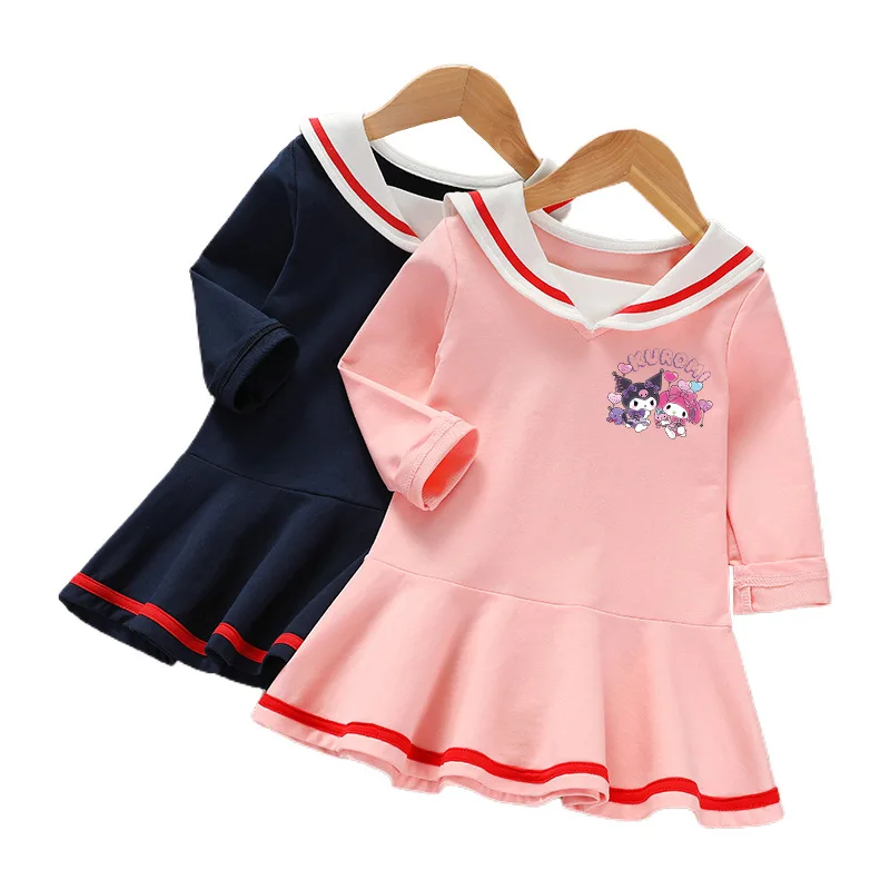 

Милое детское платье Sanrio Y2K Kuromi, плиссированная юбка с длинным рукавом, детская одежда в стиле аниме для девочек, милое осеннее платье принцессы My Melody