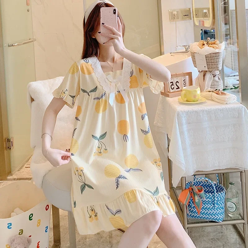 Женская летняя Пижама Sweetins из хлопка молочного шелка с коротким рукавом и