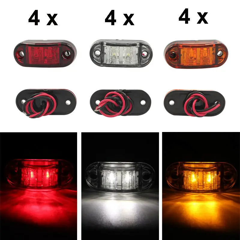

4x LED Front Side Marker Indicator Light Kit 12V 24V Piranha Lamp Bead Durable Car Truck Van Trailers Rear Tail Clearance Light